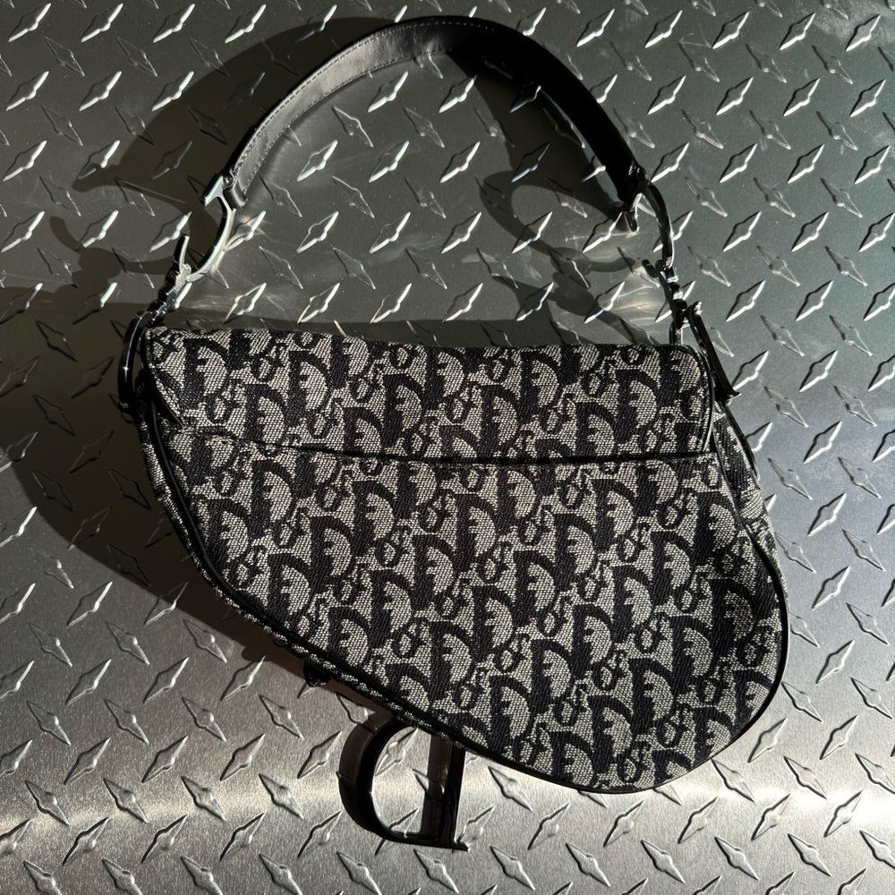 Dior Vintage Oblique Saddle Bag in Black - Picture 2 of 9